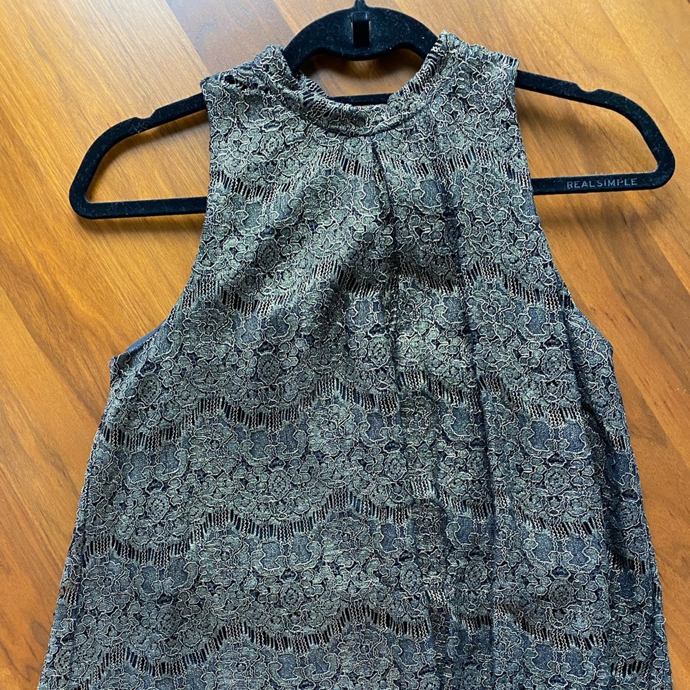 love, Fire Black and Gold Patterned Top